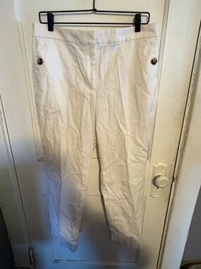 J. Crew Women's White Linen-Cotton Blend Sailor Pant, Size 14